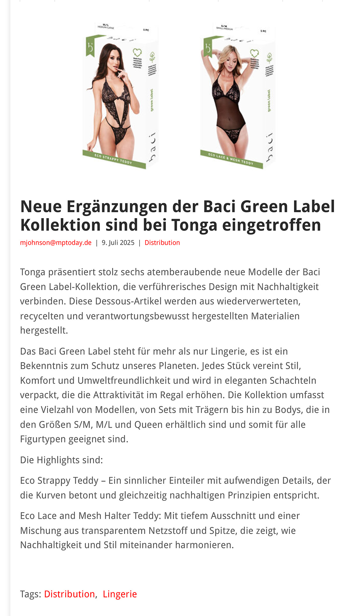2025-07 eLine Online - Baci Green Label